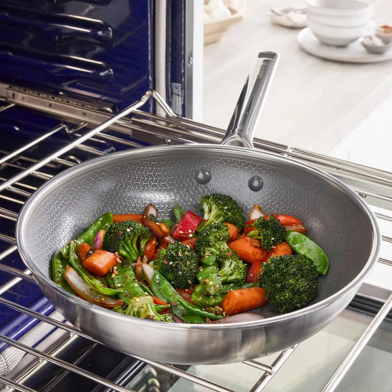 Wok cerámico de acero inoxidable tricapa con fondo de nido de abeja Apex GreenPan