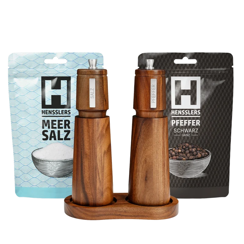 HENSSLERS Salz- und Pfeffermühle mit Nachfüllset