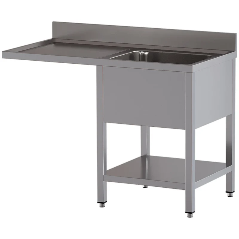 Spültisch mit 1 Becken und 1 linker Abtropffläche, Unterboden und Geschirrspülerplatz - L1211/VD-SS4