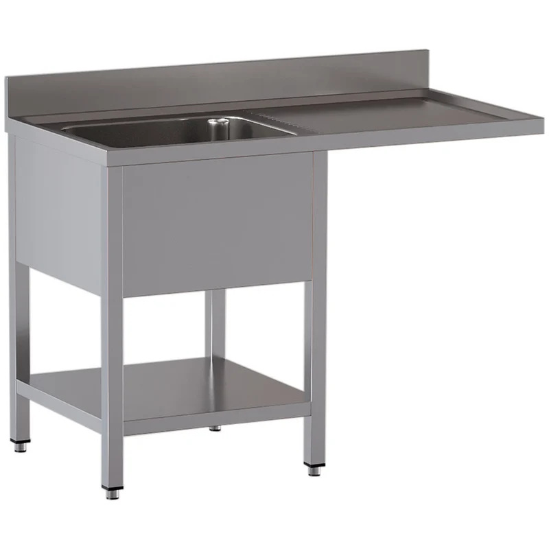 Spültisch mit 1 Becken und 1 rechter Abtropffläche, Unterboden und Geschirrspülerplatz - L1211/VD-SD4