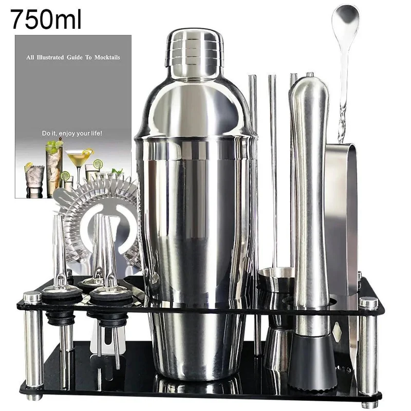 Profi Cocktail Shaker Set 12-teilig mit Ständer (verschiedene Farben)