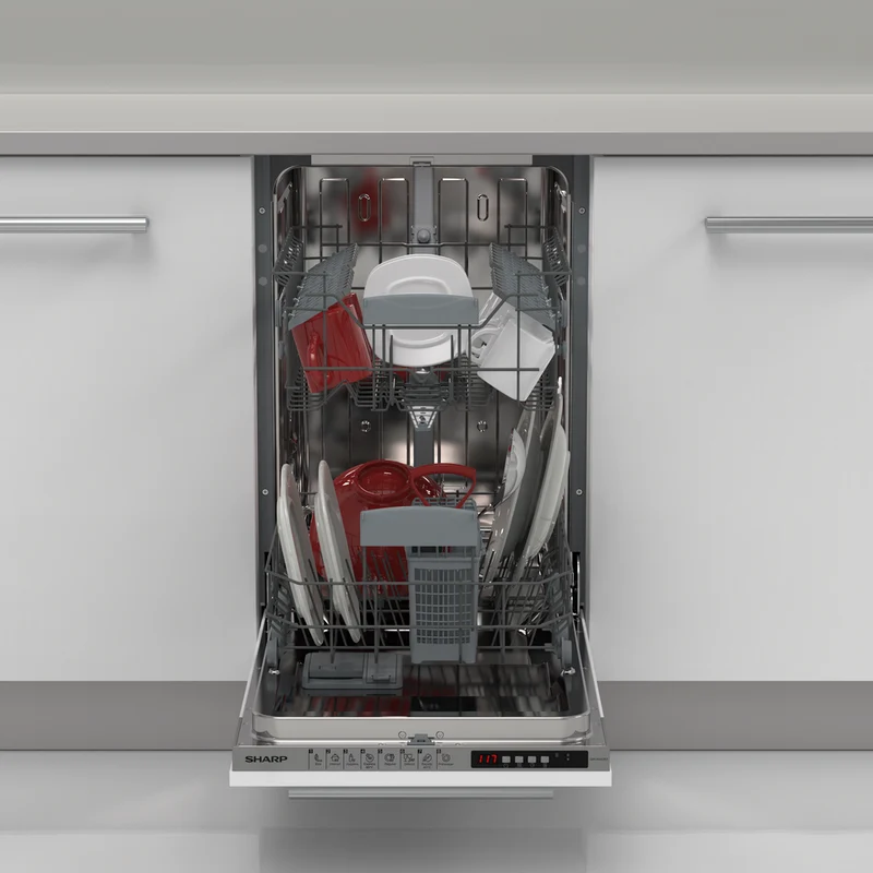 SHARP QW-I1GI47EX Integrated 45cm Dishwasher 10PS 47 db E Class with Hygiene Technology