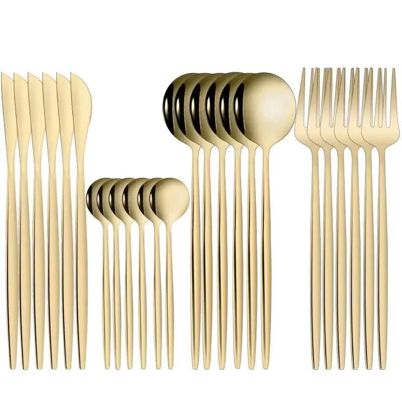 Goldenes Besteckset 24-teilig aus Edelstahl | ELEGANT
