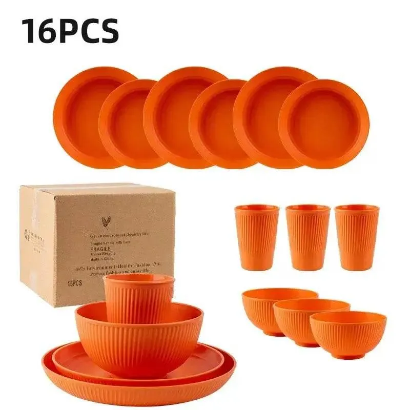 Komplettes Picknick Geschirrset | Camping Geschirr (16-teilig - viele Farben)