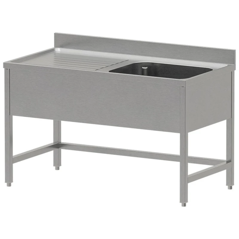 Edelstahl Spültisch ECO 1 Becken und 1 linkem Abtropffläche, ohne Unterboden - WR-C1E1-DS4