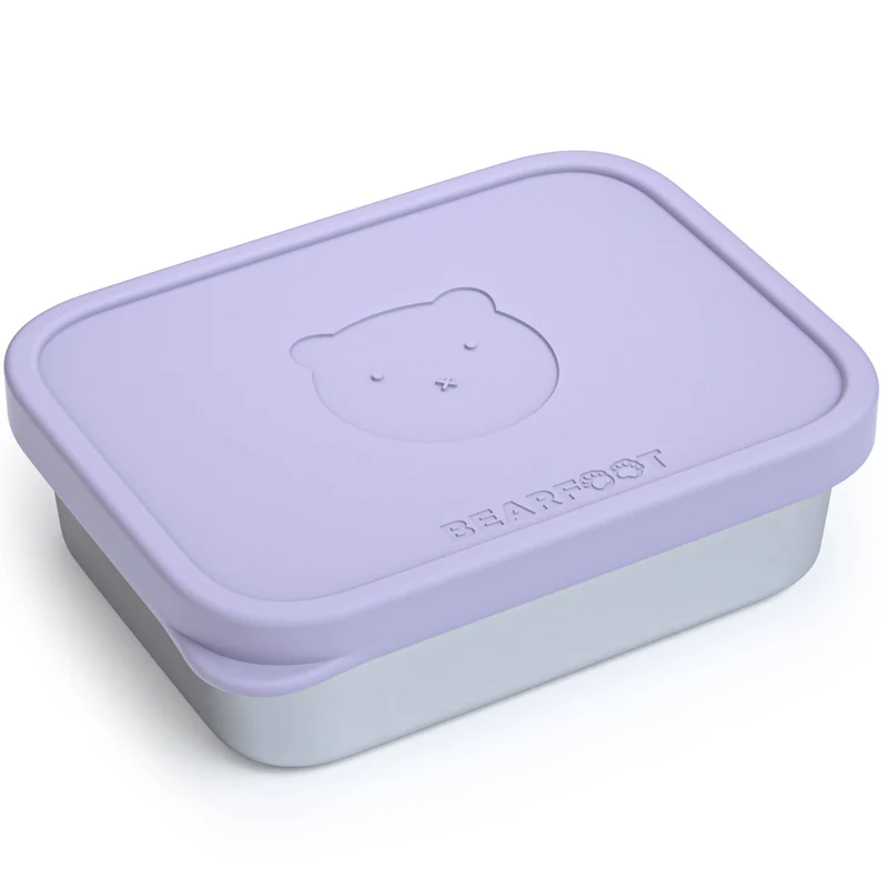 Brotdose Kinder Edelstahl mit Silikoneinsatz - Lavendel