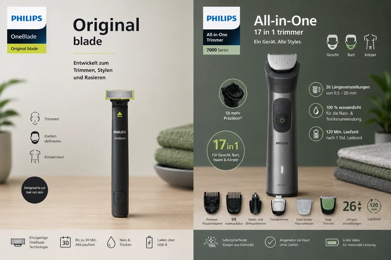 Philips MG7951/15 Trimmer 17-in-1 + Philips QP1424/10 OneBlade Face wet&dry