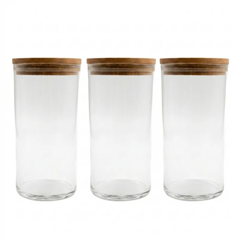 Airtight glass and wood jar - 350 ml
