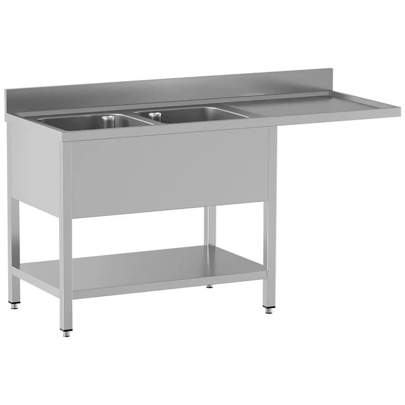 Spültisch 2 Becken und 1 rechter Abtropffläche, Unterboden und Geschirrspülerplatz - L1821/VD-SD3