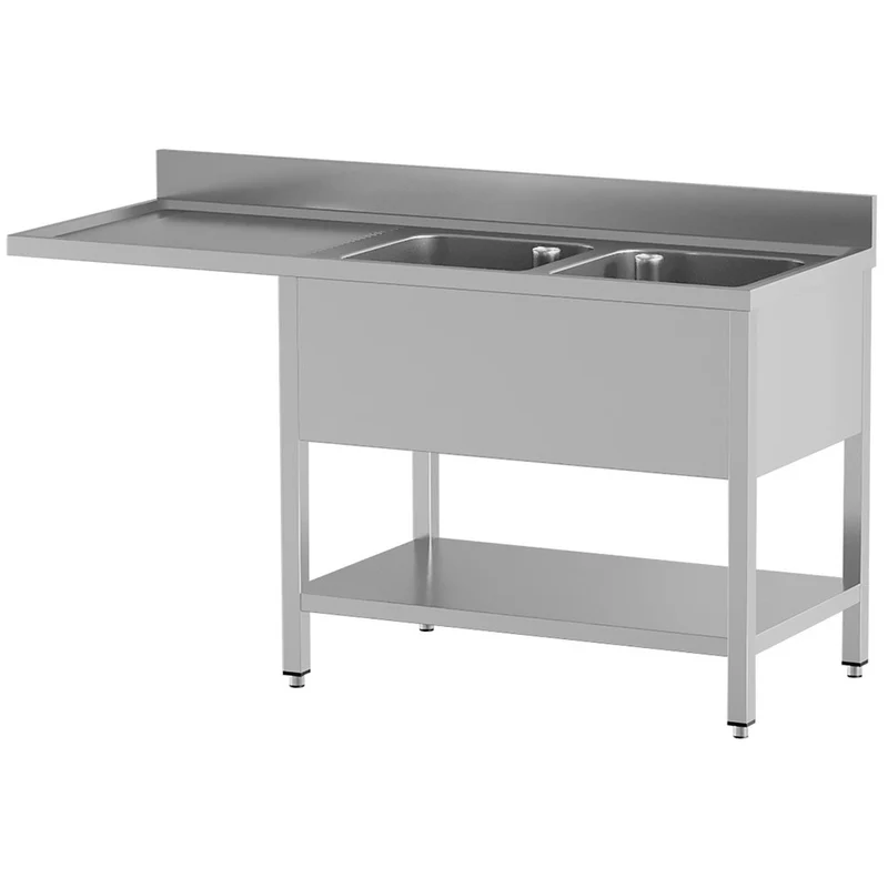 Spültisch 2 Becken und 1 linker Abtropffläche, Unterboden und Geschirrspülerplatz - L1621/VD-SS2