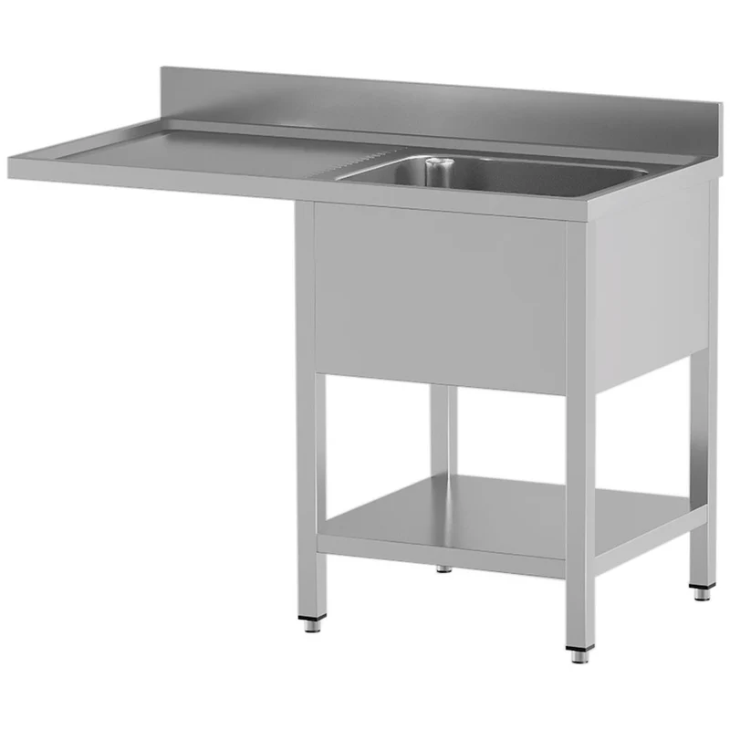 Spültisch mit 1 Becken und 1 linker Abtropffläche, Unterboden und Geschirrspülerplatz - L1411/VD-SS1