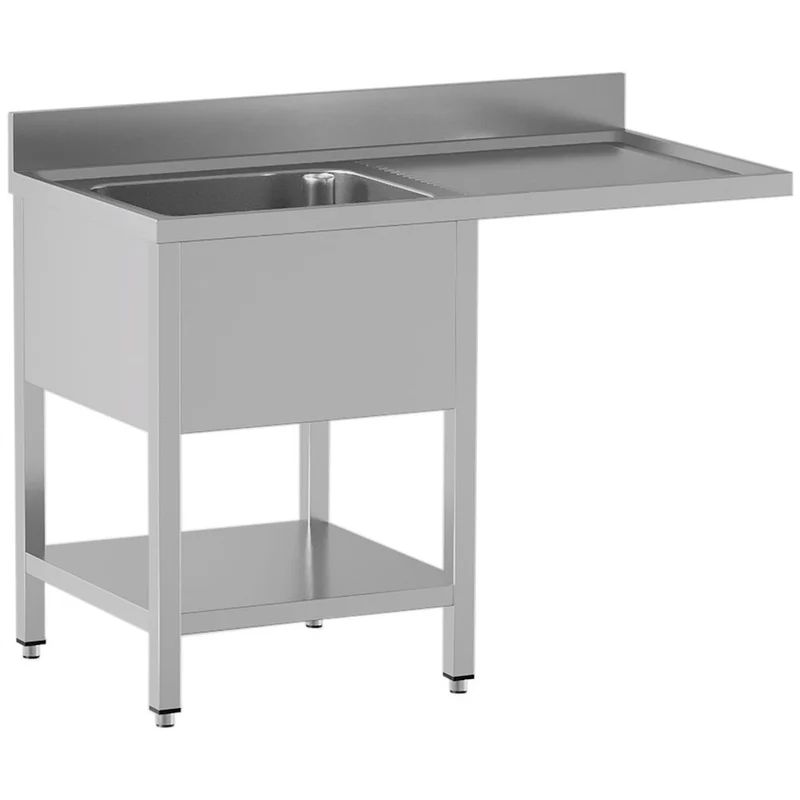 Spültisch mit 1 Becken und 1 rechter Abtropffläche, Unterboden und Geschirrspülerplatz - L1411/VD-SD1