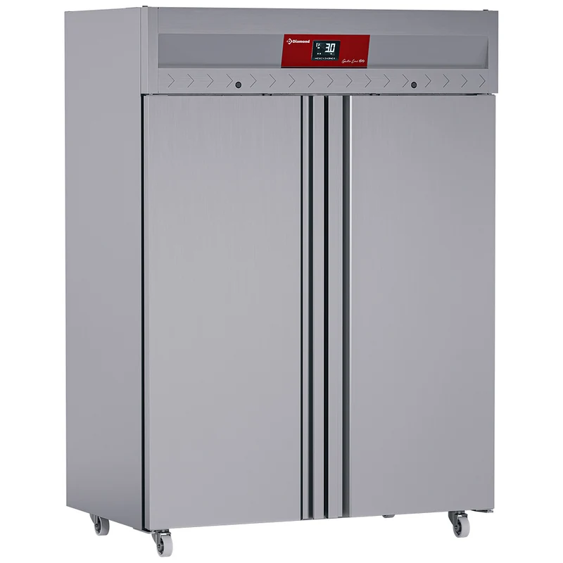 Edelstahlkühlschrank 1400 Liter 2 Türen GN 2/1, Auf Rädern - ID140/R9H