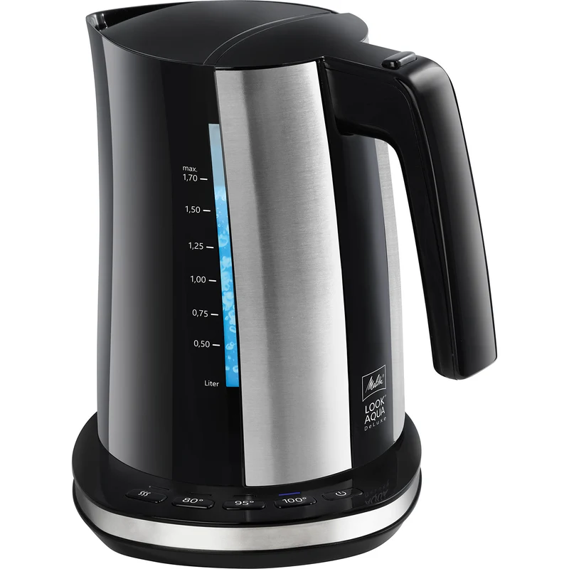 Melitta 1026-04 Look Aqua DeLuxe Wasserkocher 1,7 l schwarz/edelstahl