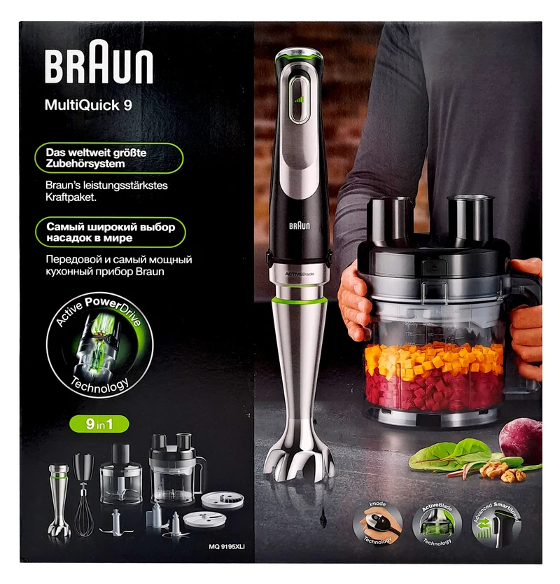 Braun MQ 9195XLI MultiQuick 9 Stabmixer-Set schwarz 1200 Watt