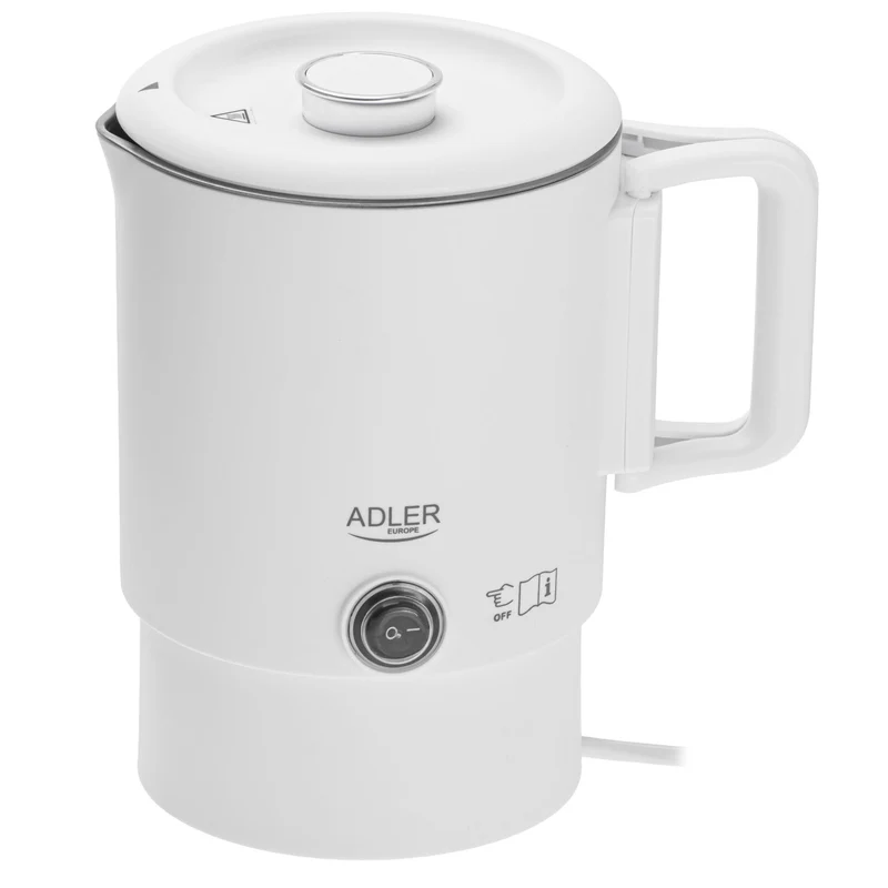Adler AD 1388w Reise-Wasserkocher weiß 0,8L 650W klappb. Griff verstaubarer Sockel