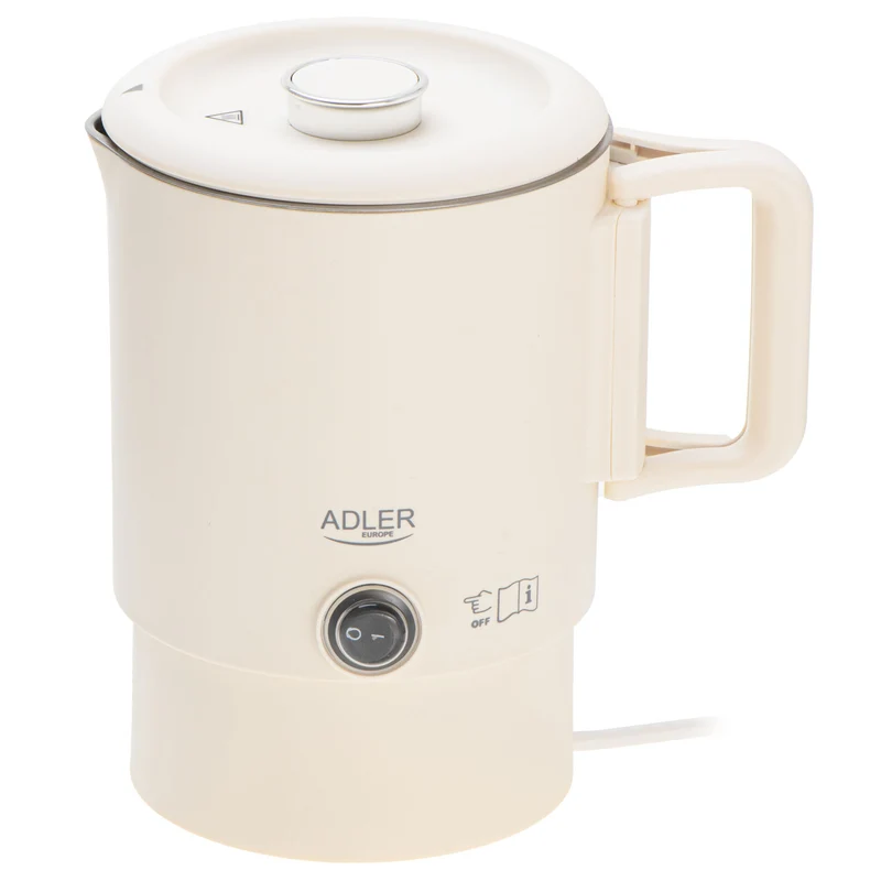 Adler AD 1388b Reise-Wasserkocher beige 0,8L 650W klappb. Griff verstaubarer Sockel
