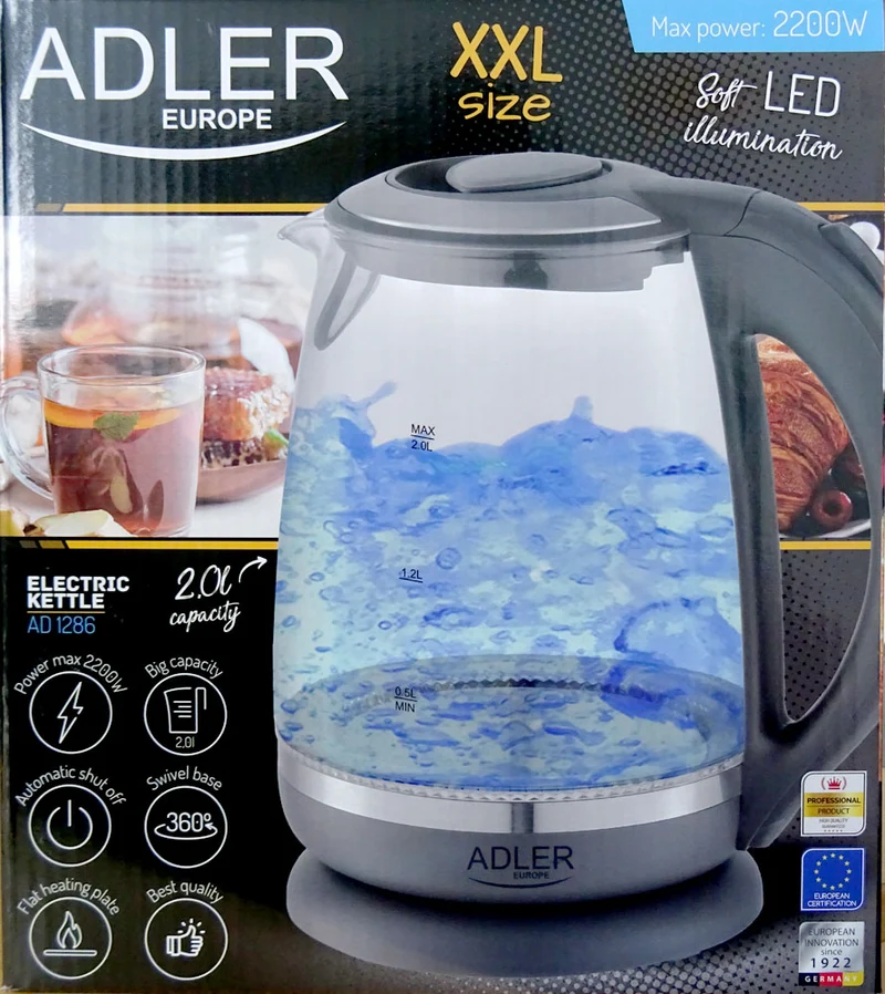 Adler AD 1286 Wasserkocher Glas 2,0L