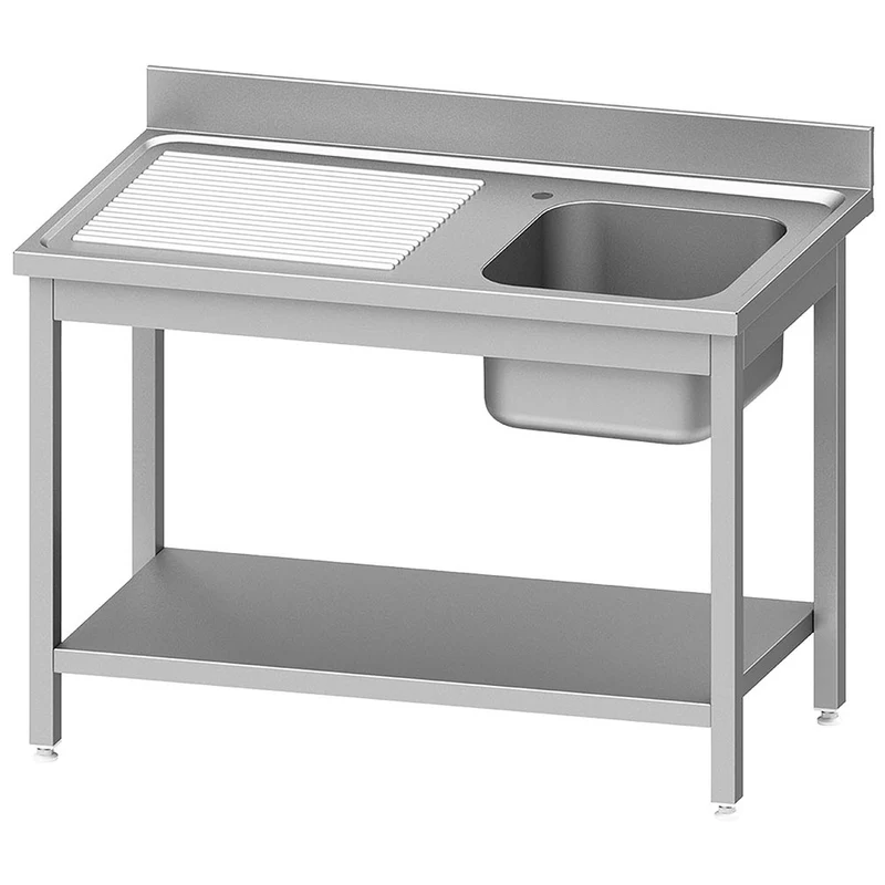 Edelstahl Spültisch ECO 1 Becken und 1 linkem Abtropffläche, mit unteres Regal - WR-C1E1-4GS