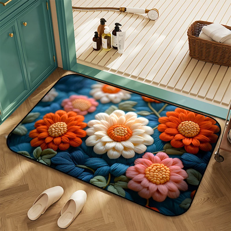Floraler bestickter Teppich Karnz