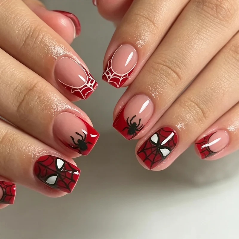 Spider Web Halloween Nagelkunst Erweiterungen Karnz