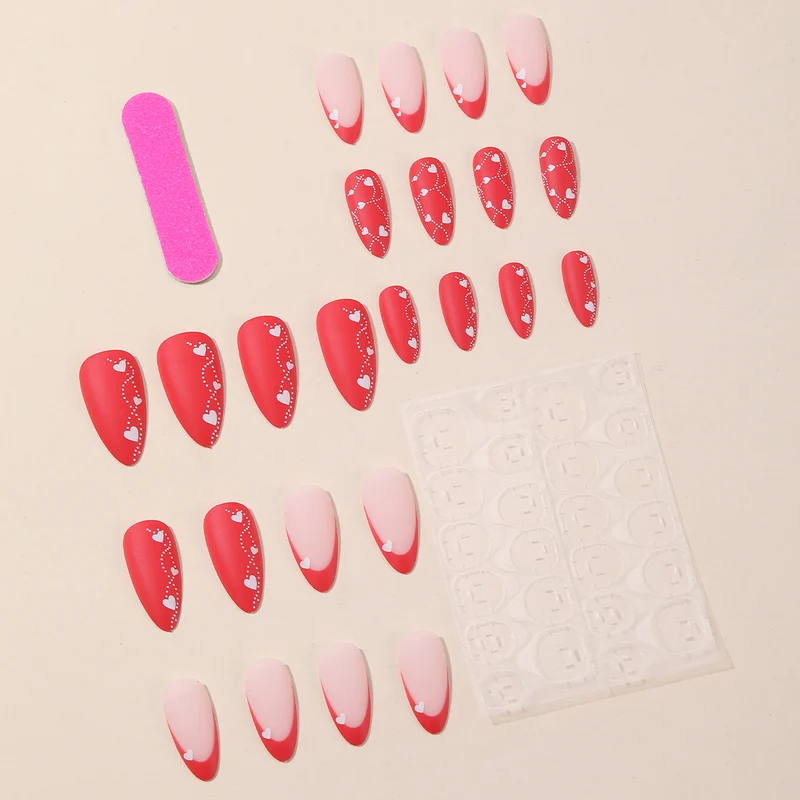 Romantische Herz-Design Acryl Nagelkunst Verlängerungen Karnz