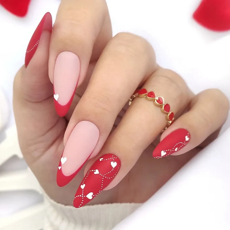 Romantische Herz-Design Acryl Nagelkunst Verlängerungen Karnz