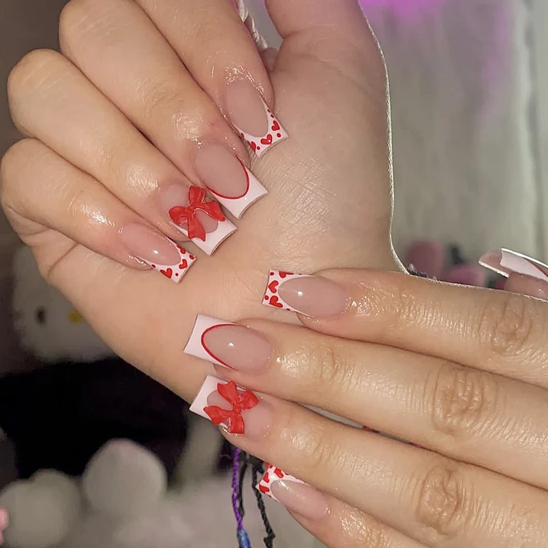 Romantische Herz-Akzent Nagelkunst Extensions Karnz