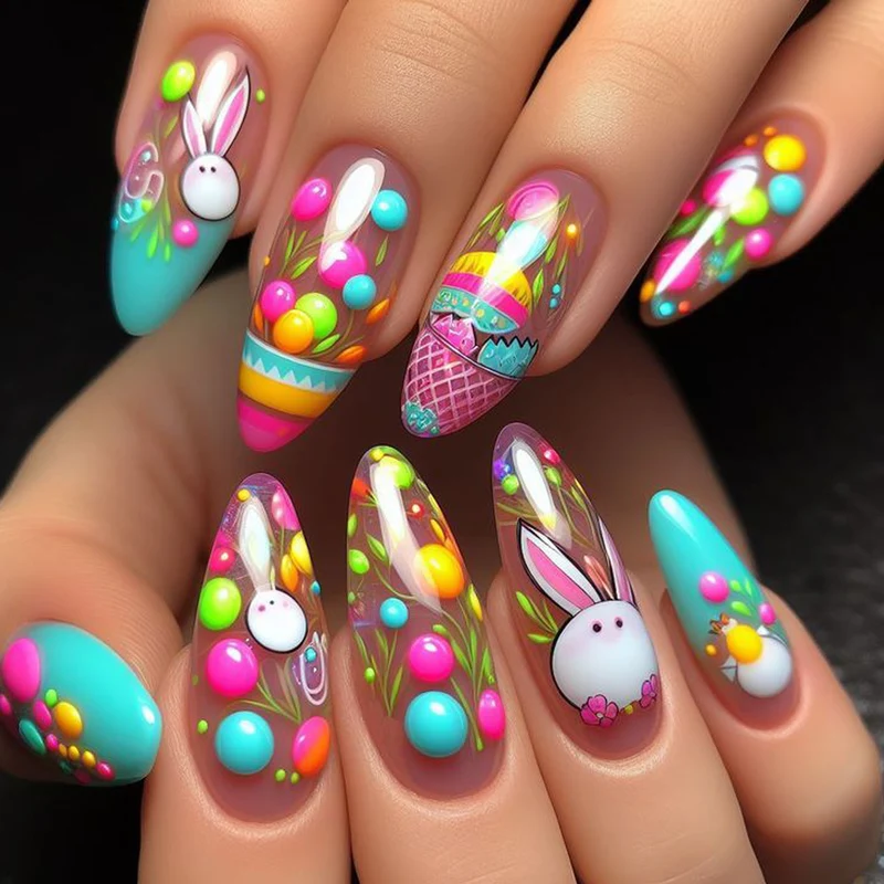 Verspielte österliche Nagelkunst Extensions Karnz
