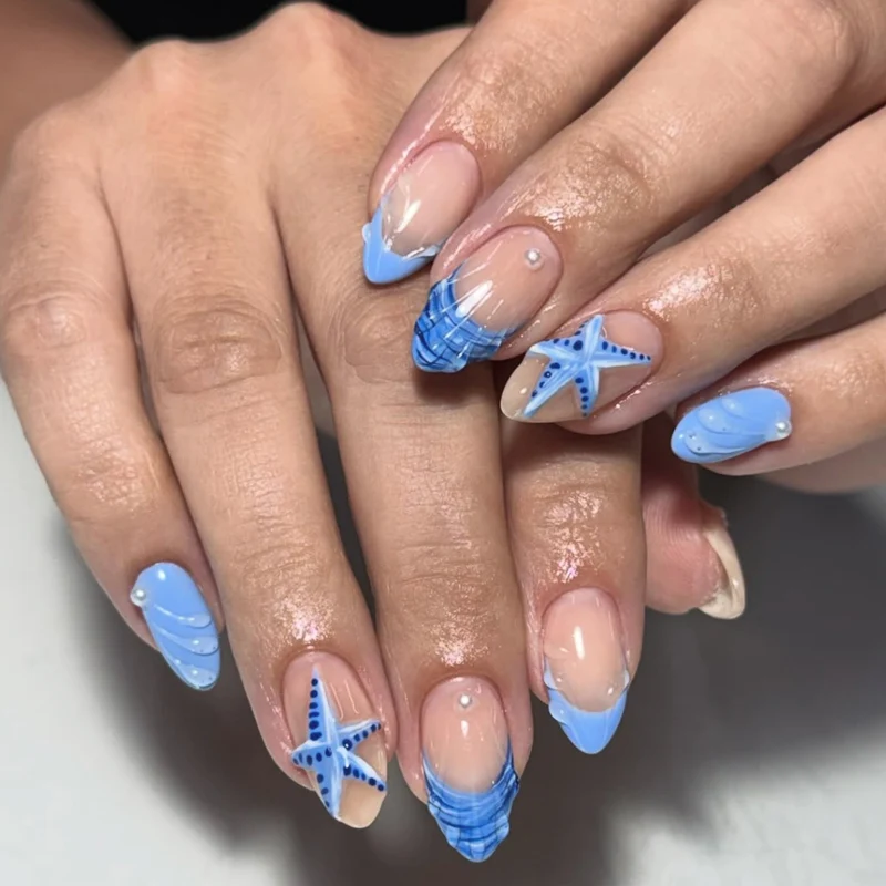 Ozean-inspiriertes 3D-Nagelkunst-Design Karnz