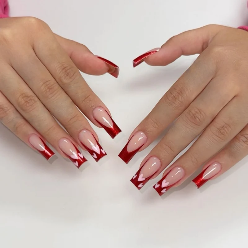 Herz-Muster Acryl Nagelkunst Extensions Karnz