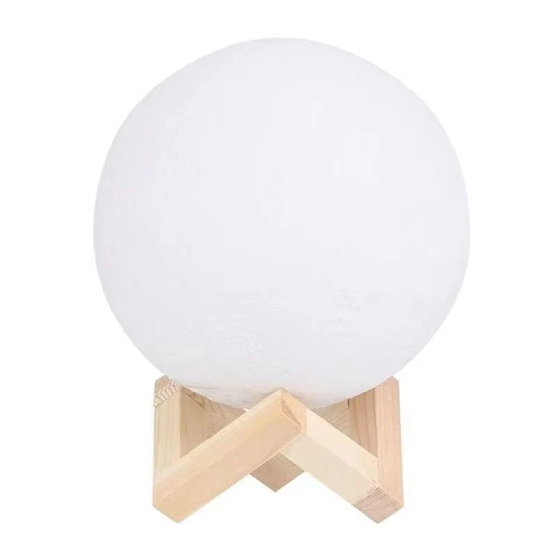Texturierte Mond-Tischlampe mit Holz geometrischem Stand Karnz