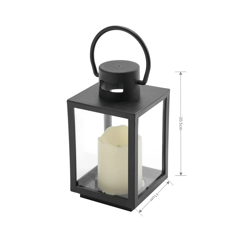 Tragbare rechteckige Metallrahmen Glas-Panel LED flammenlose Kerzenlaterne Karnz