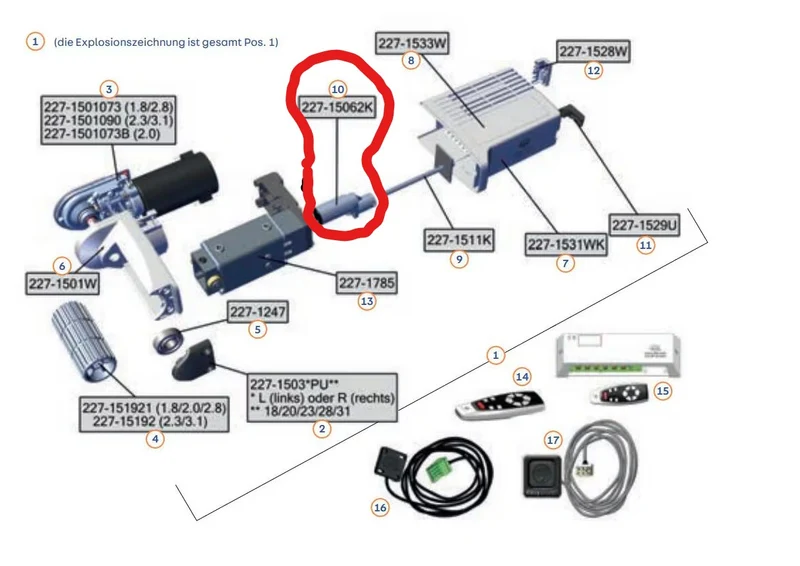 Anschwenkmotor - easydriver Ersatzteil-Nr. 227-15062K - für easydriver Pro