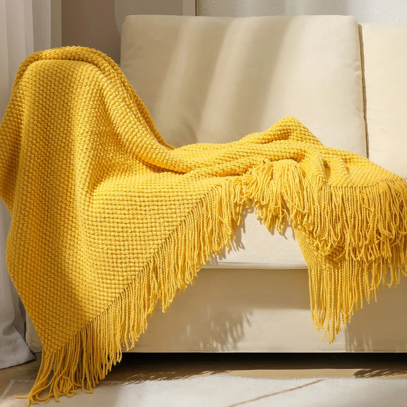 Dekorative Fransen Strickwurfdecke