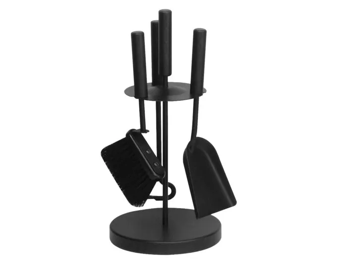 LIENBACHER Cheminéegarnitur Rondo 3-teilig schwarz Holzgriffe