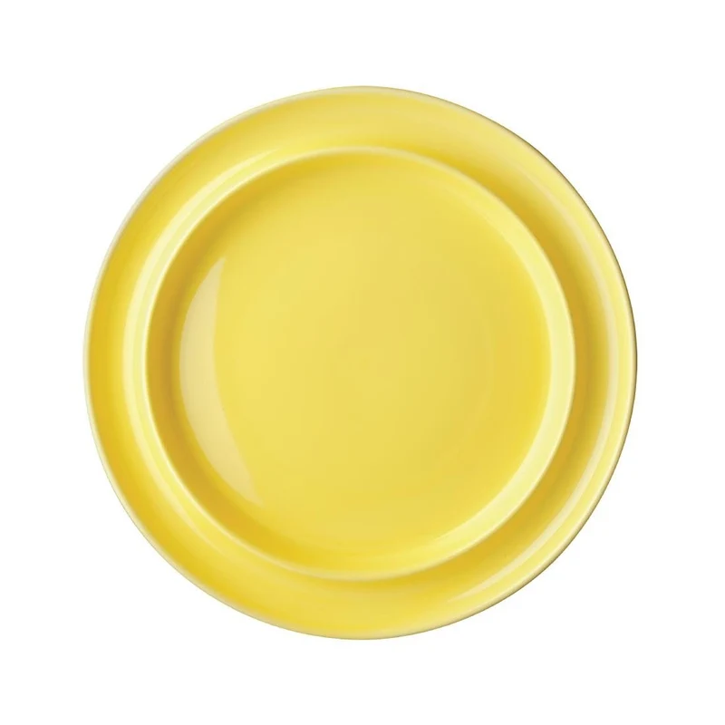 Heritage porcelanasti krožniki rumeni 253mm, set 4 | Olympia | Primerni za mikrovalovno pečico in pečico | Oblikovan rob