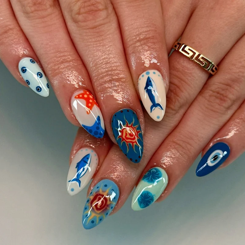 Kreative Aquatische Nagelkunst Karnz