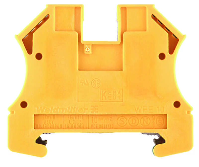 Weidmuller 1010300000 WPE 10 PE Terminal Block 10mm2 Yellow-Green