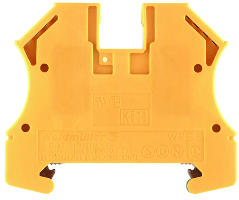 Weidmuller 1010200000 WPE 6 PE Terminal Block 6mm2 Yellow-Green