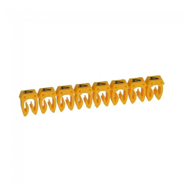 Legrand 038214 CAB3 Wire Marker Number '4' Yellow 0.5 to 1.5 mm² Strip of 30