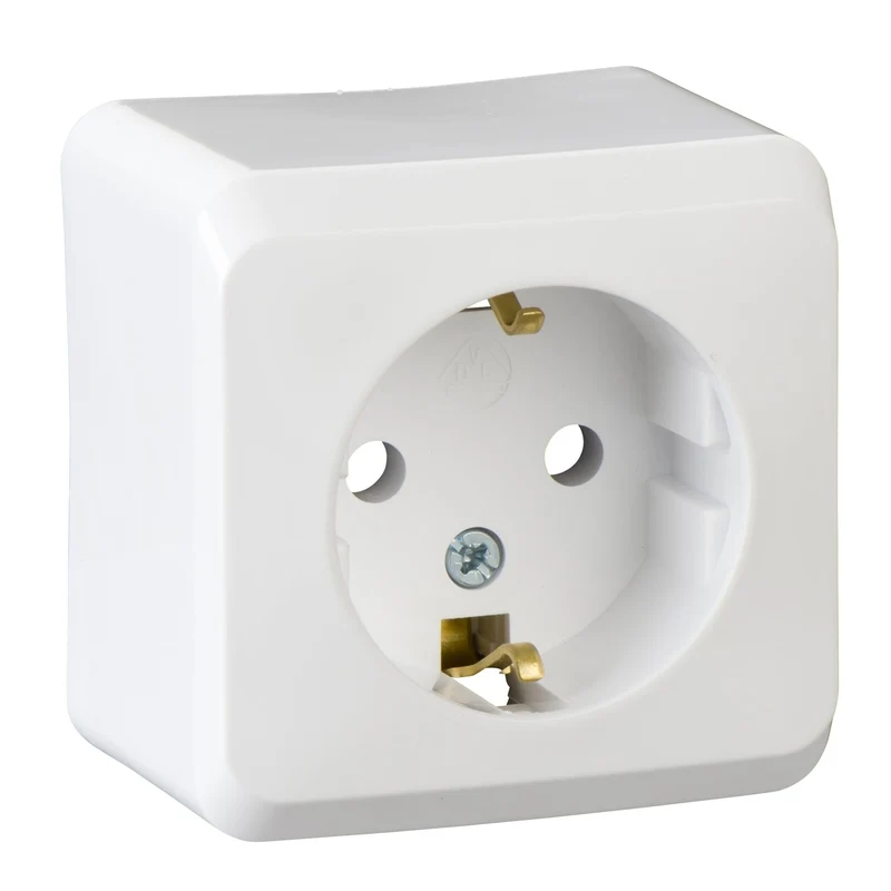 Schneider WDE001080 PRIMA Single Socket Outlet 16A 250V IP20 White Surface-Mount
