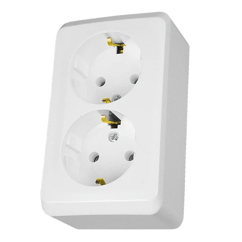 Schneider WDE001048 PRIMA Double Socket Outlet 16A 250V IP20 White Surface-Mount