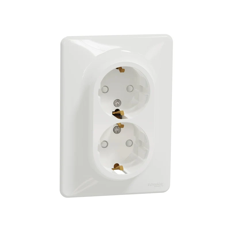 Schneider SDD311221 Sedna Twin 2P+E Socket Outlet White
