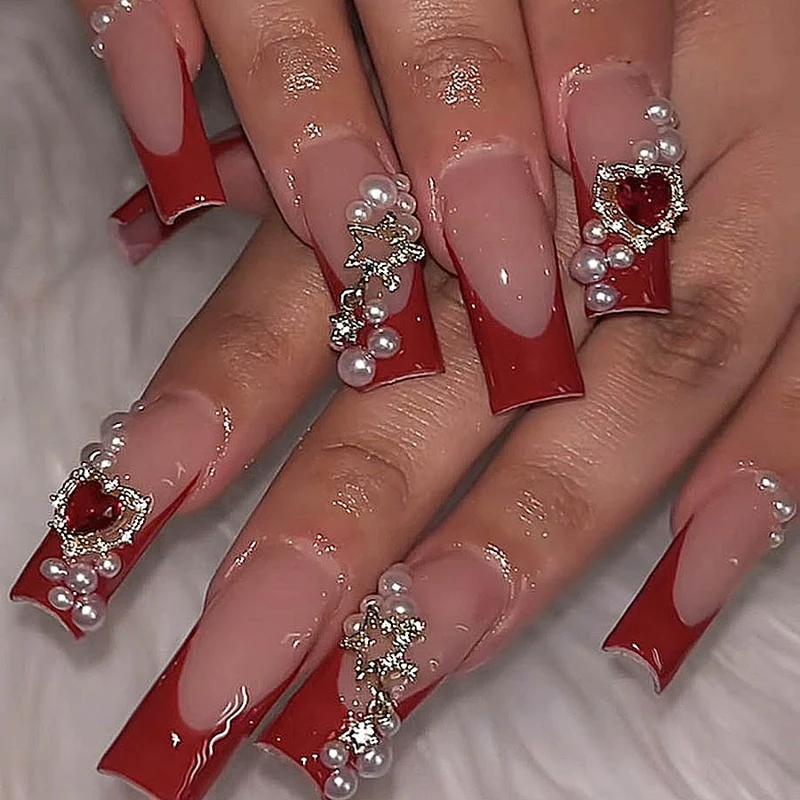 Glamouröse mit Strass verziert Press-On Nagel Set Karnz