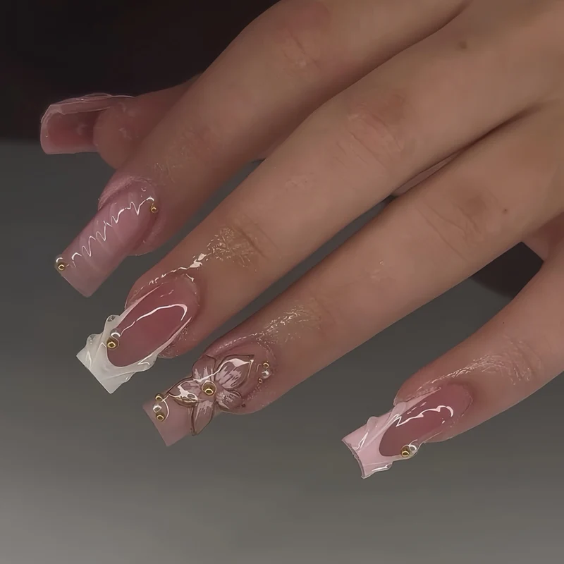 Blumeninspiriertes Premium-Acrylnagel-Enhancements Karnz