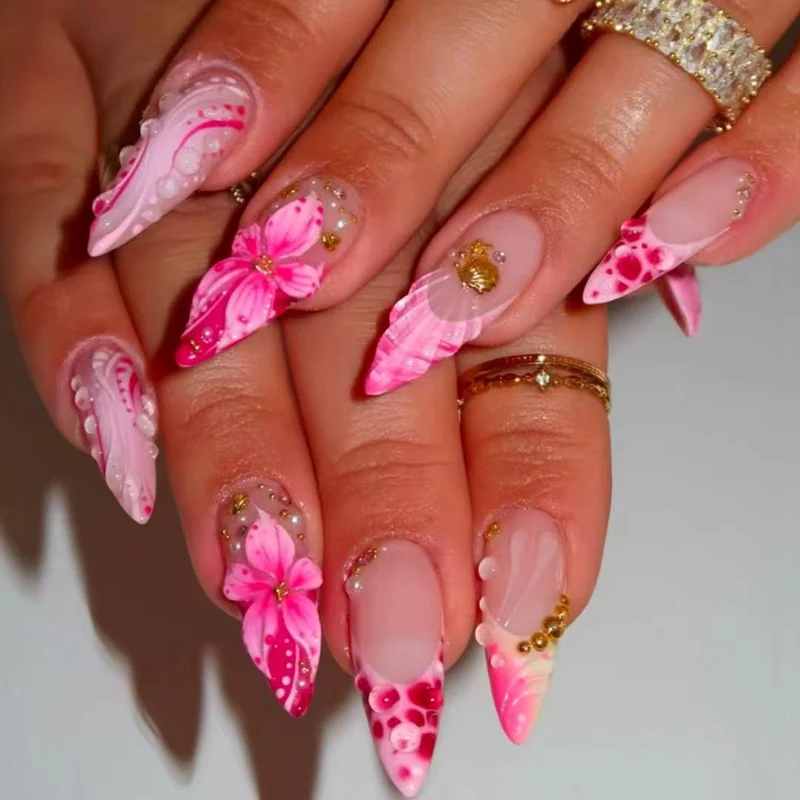 Florale Emaille Spitze Nagelkunst Verlängerungen Karnz