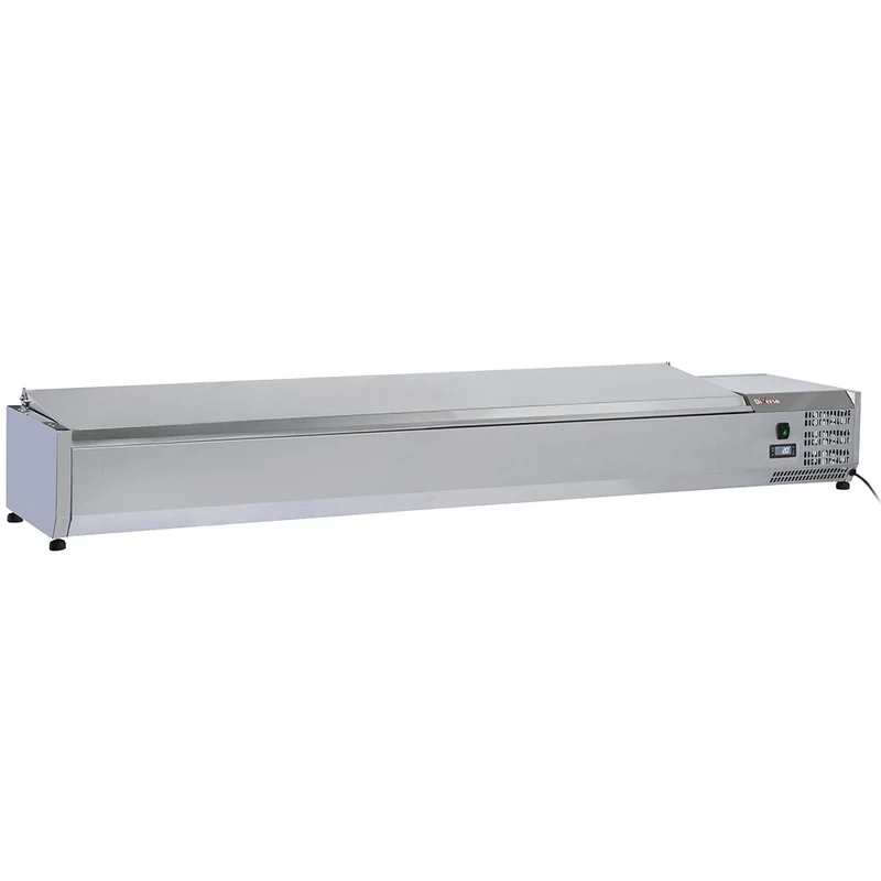 Kühlaufsatzvitrine 200 cm für 9 x GN 1/3 , Edelstahl, WR-SY20-C6