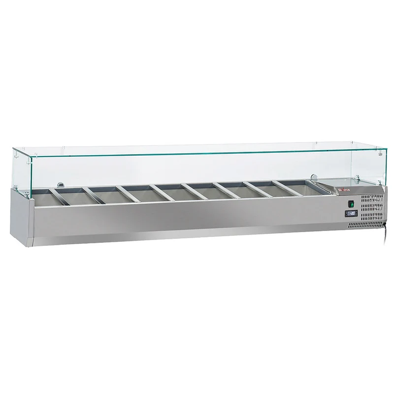 Kühlaufsatzvitrine für 9x GN 1/3 , 200 cm , mit Glasaufsatz, WR-SY20-V6