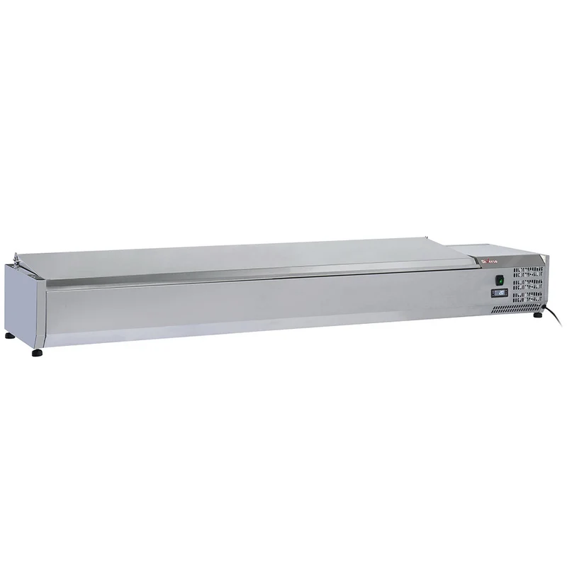 Kühlaufsatzvitrine für 10 x GN 1/4 , 207 cm , mit Edelstahldeckel, WR-SX20-C7